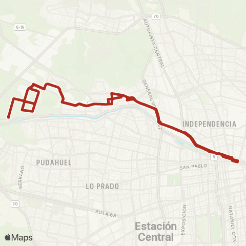 Red Miraflores - Mapocho map