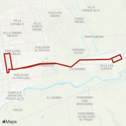 Red (M) Plaza Puente Alto - Casas Viejas map