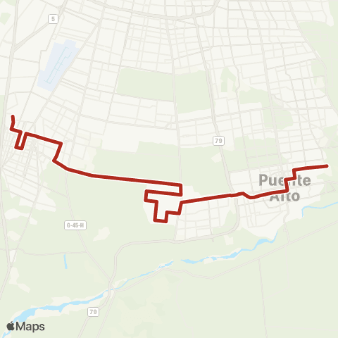 Red (M) Plaza Puente Alto - Plaza San Bernardo map