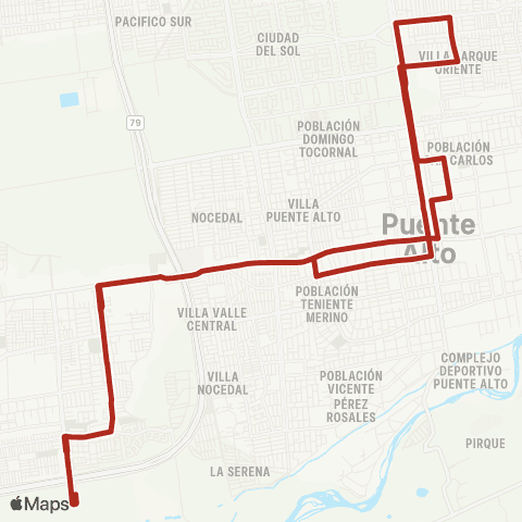 Red San Guillermo - (M) Plaza Puente Alto map