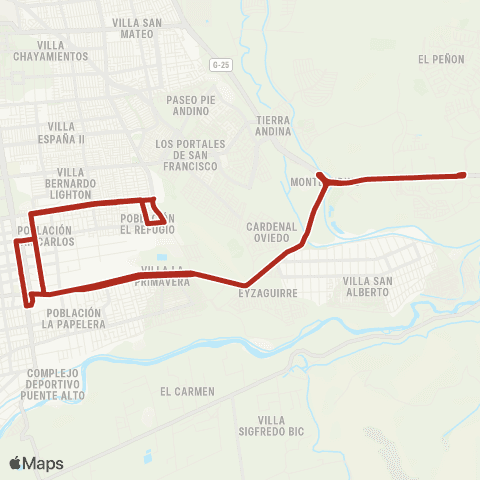 Red Pie Andino - las Vizcachas map