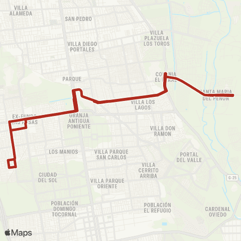 Red Villa Padre Hurtado - Villa Portezuelo Oriente map