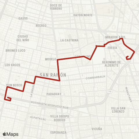 Red (M) la Cisterna - (M) Bellavista de la Florida map