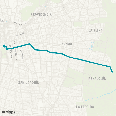 Red (M) Parque o'Higgins - Peñalolen map