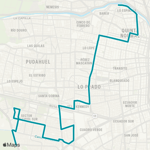 Red Pudahuel Sur - lo Franco map