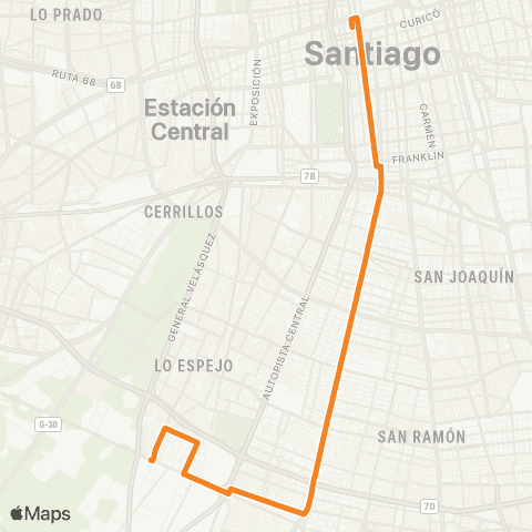 Red Santiago - lo Espejo map