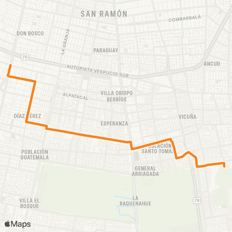 Red (M) la Cisterna - Santo Tomas map