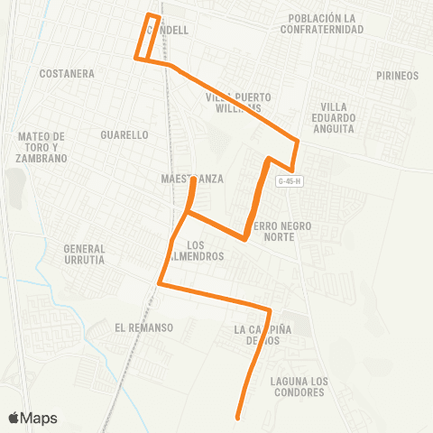 Red Santa Ines - Estacion San Bernardo map