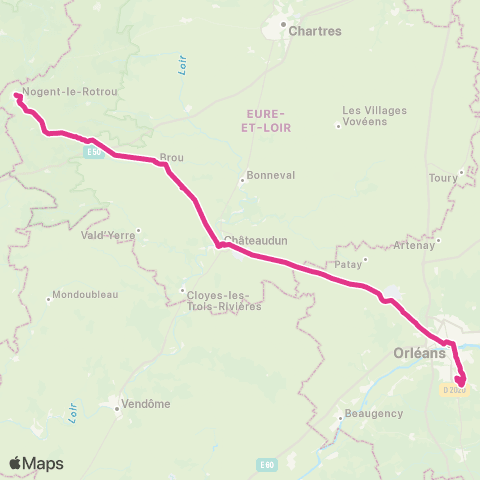 Rémi 28 Nogent le Rotrou - Châteaudun - Orléans map
