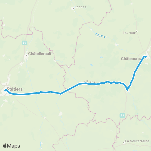 Rémi 36 Poitiers - Le Blanc - Chateauroux map