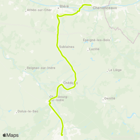 Rémi 37 Loches - Chédigny - Chenonceaux map