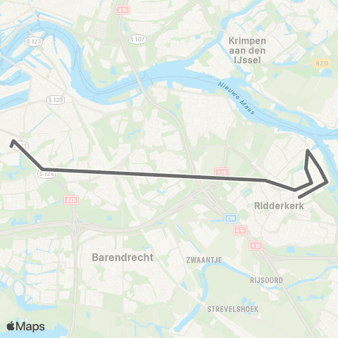 RET Zuidplein - Ridderkerk Donkersloot map