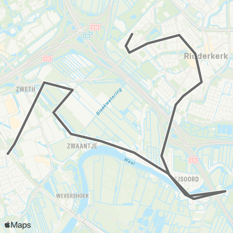 RET Barendrecht Middenbaan - Ridderkerk West map