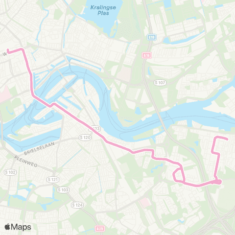 RET Beverwaard - Rotterdam Centraal map
