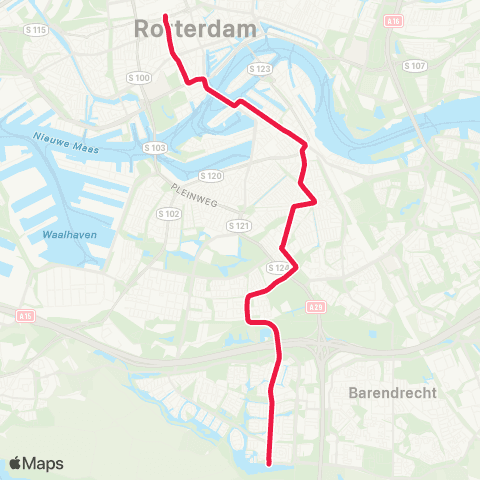 RET Carnisselande - Rotterdam Centraal map