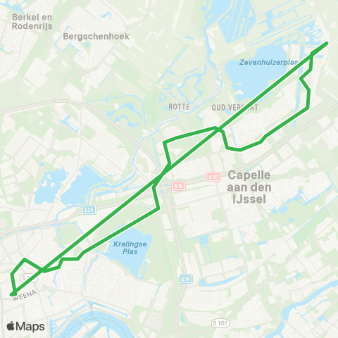 RET Rotterdam Centraal - Nesselande (Nachtbus) map