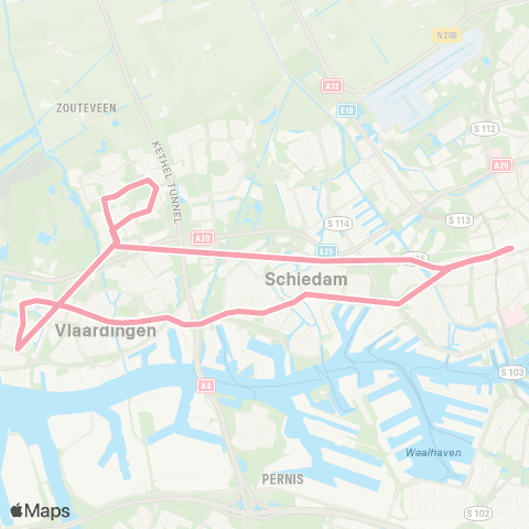 RET Rotterdam Centraal - Vlaardingen (Nachtbus) map