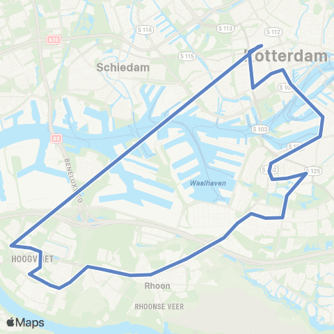 RET Rotterdam Centraal - Hoogvliet (Nachtbus) map