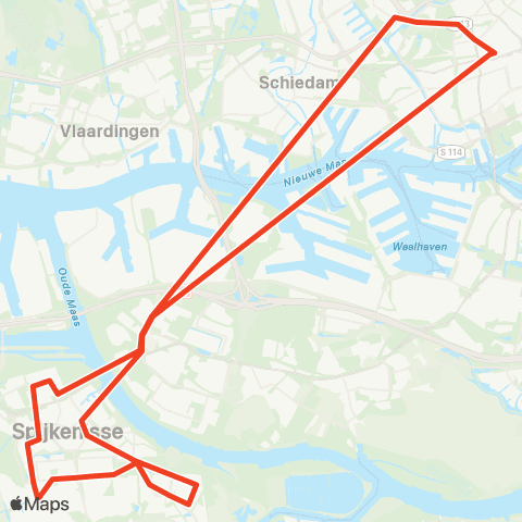 RET Rotterdam Centraal - Spijkenisse (Nachtbus) map