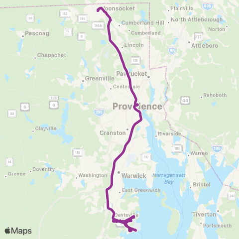 RIPTA Quonset Express map