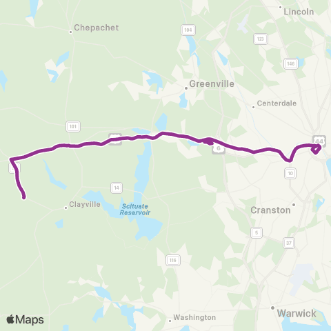RIPTA North Scituate Express map