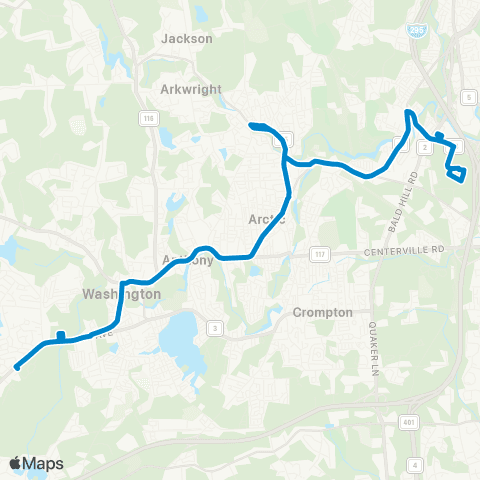RIPTA Coventry / Arctic / CCRI Warwick map