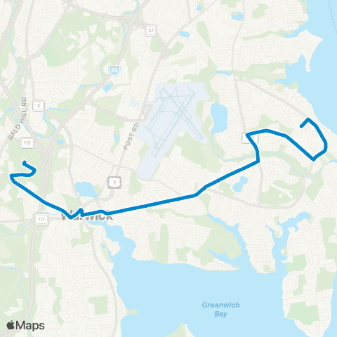 RIPTA CCRI Warwick / Conimicut map