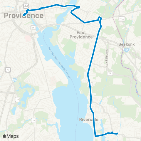 RIPTA Riverside map