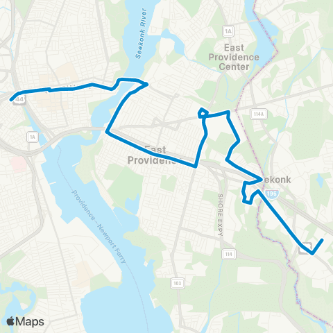 RIPTA Warren Ave / Seekonk Square map