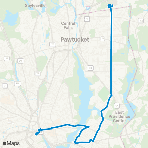 RIPTA Rumford / Newport Ave map