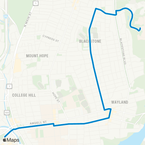 RIPTA Butler Hospital / Elmgrove Ave map