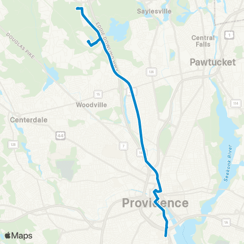 RIPTA Charles St / Twin River / CCRI Lincoln map