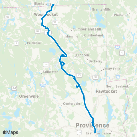 RIPTA Lincoln / Woonsocket map