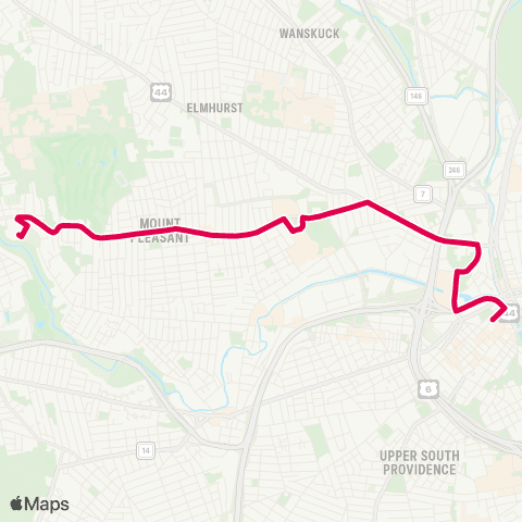 RIPTA Chalkstone Ave map