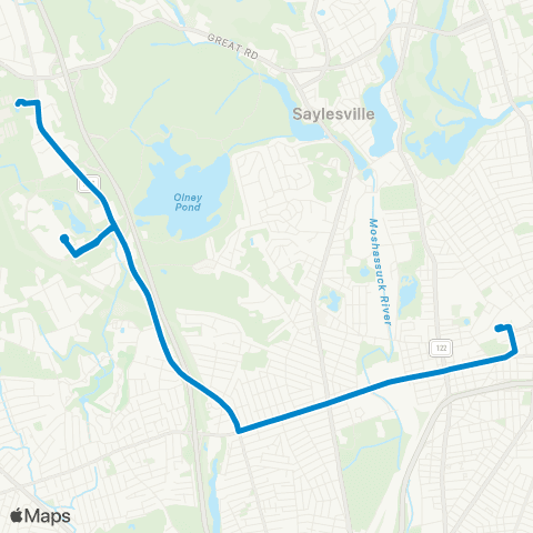 RIPTA Fairlawn / CCRI-Lincoln / TR Casino map