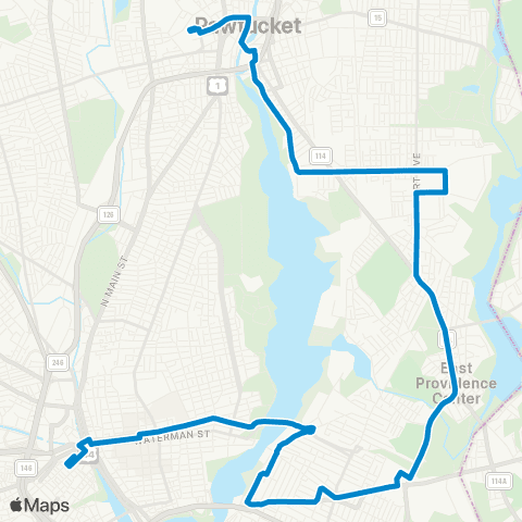 RIPTA Beverage Hill Ave (E Providence & Pawtucket) map