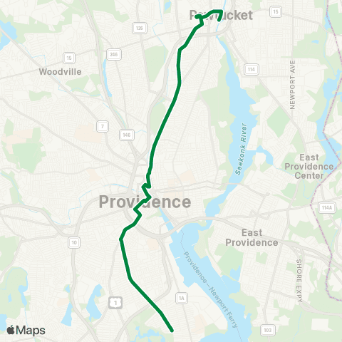RIPTA R-Line Broad / North Main map