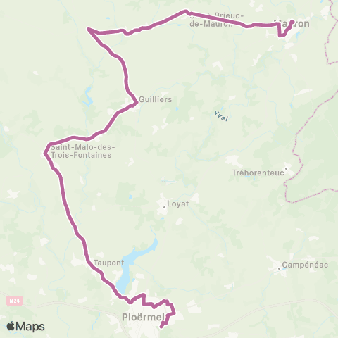 RIV Ploërmel - Taupont - Mauron map