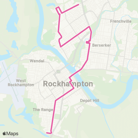Translink Rockhampton-Yeppoon Glenmore - The Range via City map