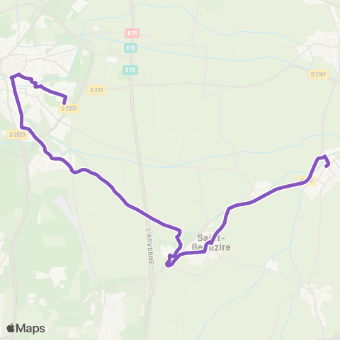 RLV Mobilités Chappes Ctre de Recherche - Riom Pôle d'échange multimodal map