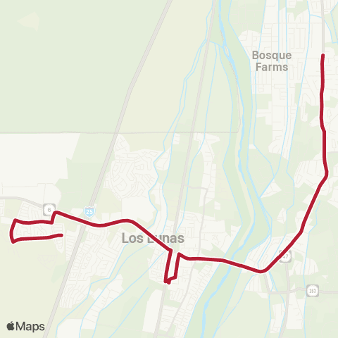 Rio Metro Los Lunas, Peralta, Bosque Farms map