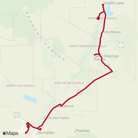 Rio Metro Santo Domingo, Cochiti, Cochiti Lake map