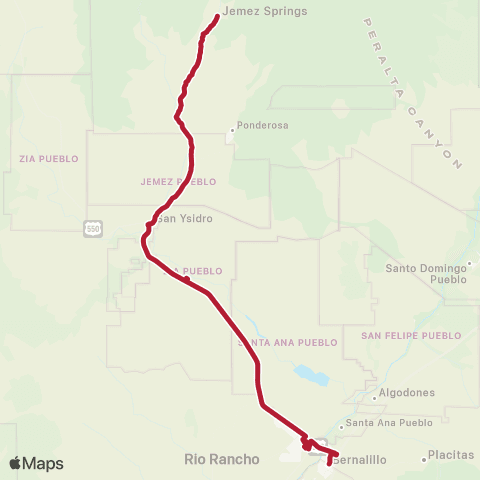 Rio Metro Bernalillo / Jemez Springs map