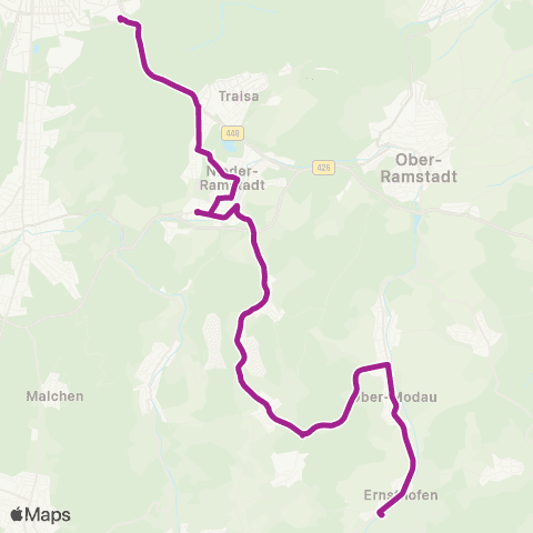 RMVB Darmstadt Böllenfalltor - Mühltal-Nieder-Ramstadt Im Hag map