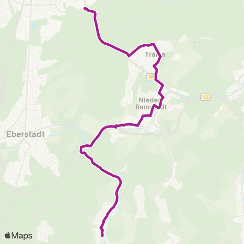 RMVB Darmstadt Böllenfalltor - Mühltal-Nieder-Beerbach Quergasse map