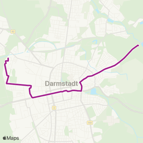 RMVB Darmstadt Haasstraße - Darmstadt Oberwaldhaus map