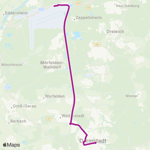 RMVB Frankfurt (Main) Flughafen Terminal 1 - Darmstadt Kongresszentrum Darmstadtium map