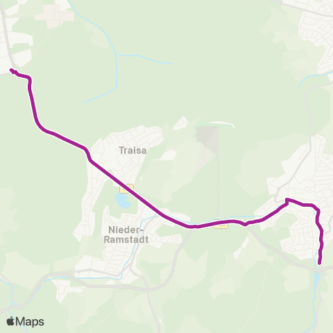 RMVB Ober-Ramstadt Rondell - Darmstadt Böllenfalltor map