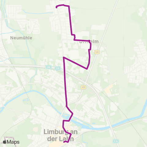 RMVB Limburg (Lahn) Zob West - Limburg (Lahn)-Offheim Kirche map