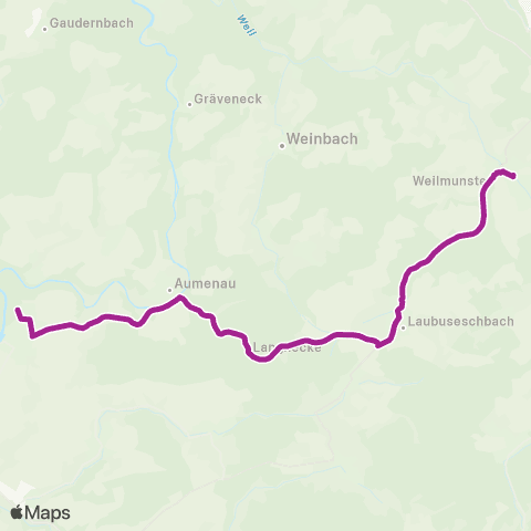 RMVB Weilmünster Schule - Villmar-Aumenau Bahnhof map